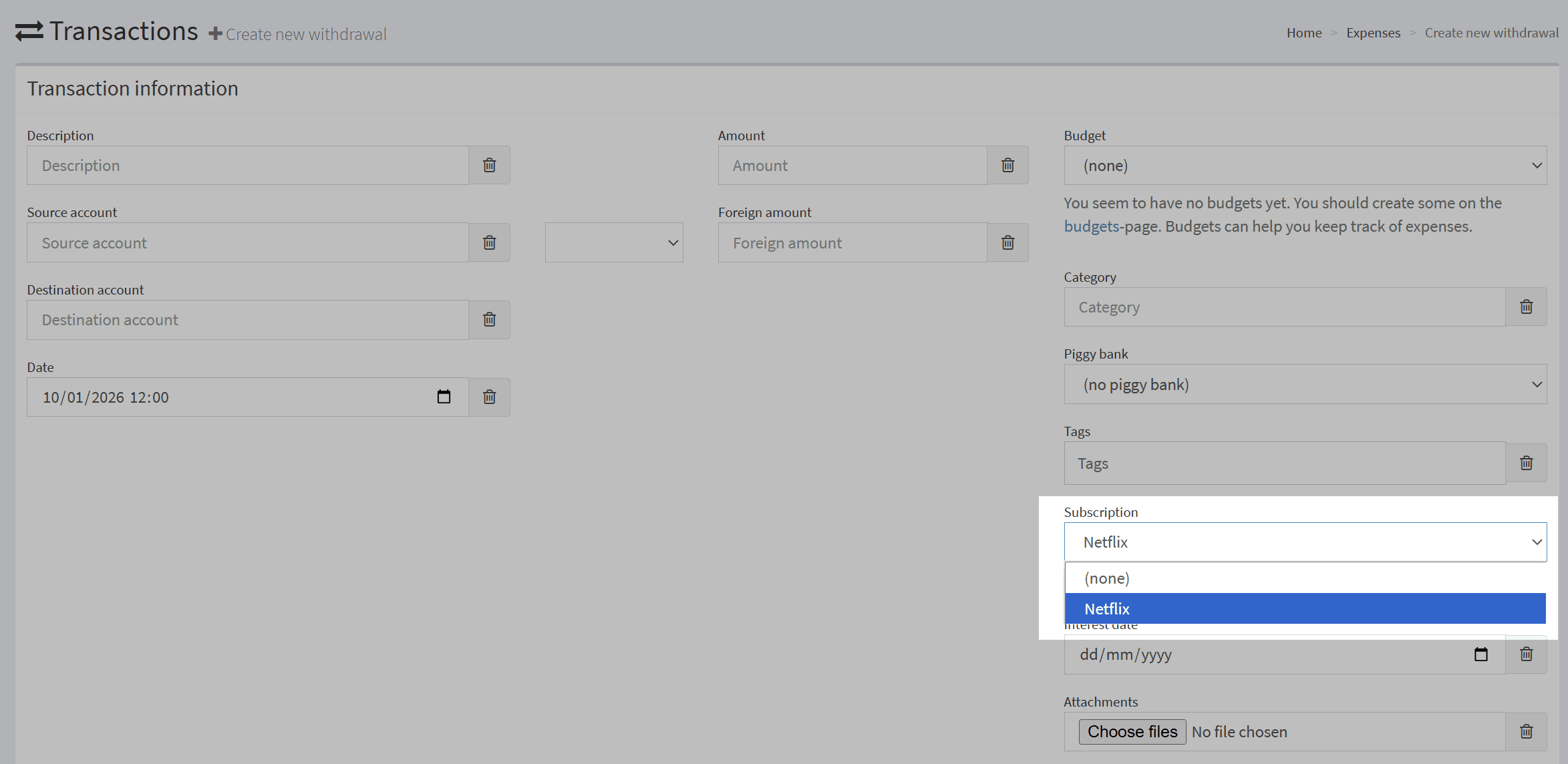 Link transaction to subscription